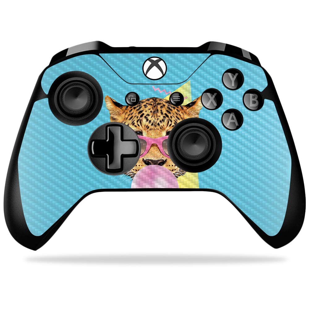 MightySkins Carbon Fiber Skin for Microsoft Xbox One X Controller - Bubble Gum Cheetah | Protective  Durable Textured Carbon Fiber Finish | Easy to Apply  Remove  and Change Styles | Made in The USA