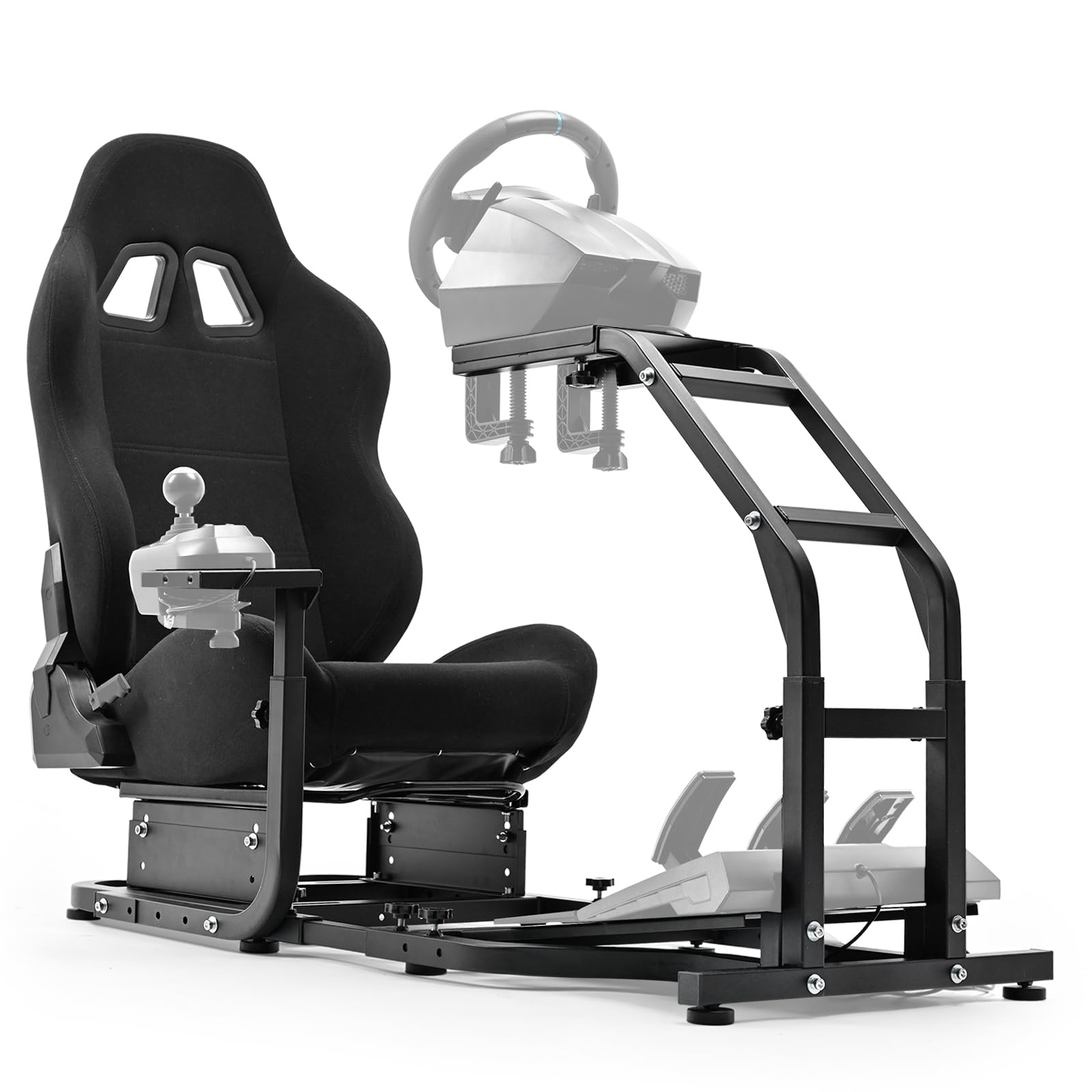 Marada Racing Simulator Cockpit Stand with Comfort Seat for Logitech/Thrustmaster, Model 24, Basic Cockpit Stand-24S