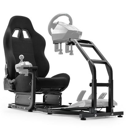 Marada Racing Simulator Cockpit Stand with Comfort Seat for Logitech/Thrustmaster, Model 24, Basic Cockpit Stand-24S