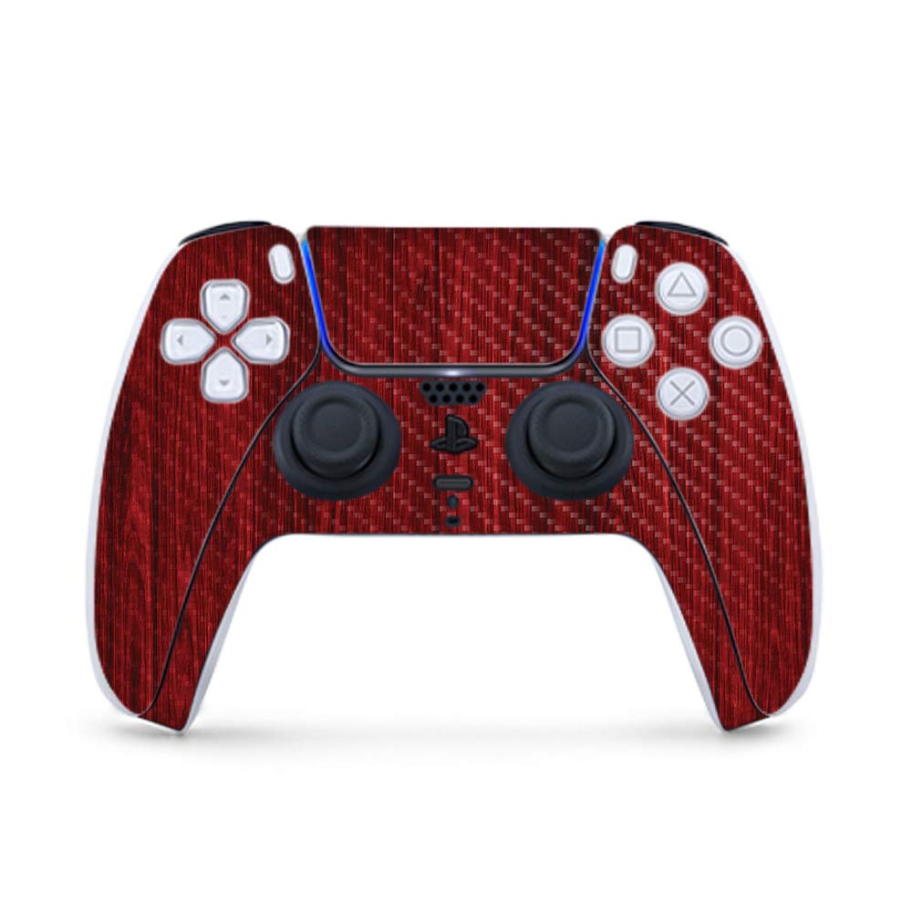 MightySkins Carbon Fiber Gaming Skin for PS5 / PlayStation 5 Controller - Cherry Grain | Durable Textured Carbon Fiber Finish | Easy to Apply and Change Style | Made in The USA
