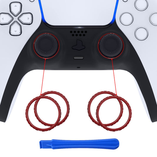 eXtremeRate Carmine Red Replacement Accessories for PS5 Controller  Custom Accent Rings for PS5 Controller - Controller NOT Included