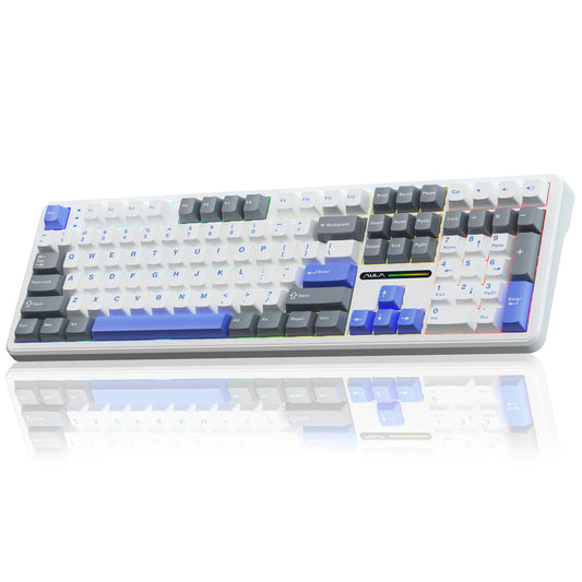AULA F108 Wireless Mechanical Keyboard  BT5.0/USB-C/2.4GHz Hot Swappable Custom Gaming Keyboards  PBT Keycaps  Pre-lubed Switches  RGB Backlit Full Size Creamy Keyboard with Number Pad  108 Keys