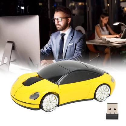 Dpofirs Sports Car Mouse - 2.4G Wireless USB Gaming Mouse, Yellow, Model Dpofirsfw8pneckmz8320