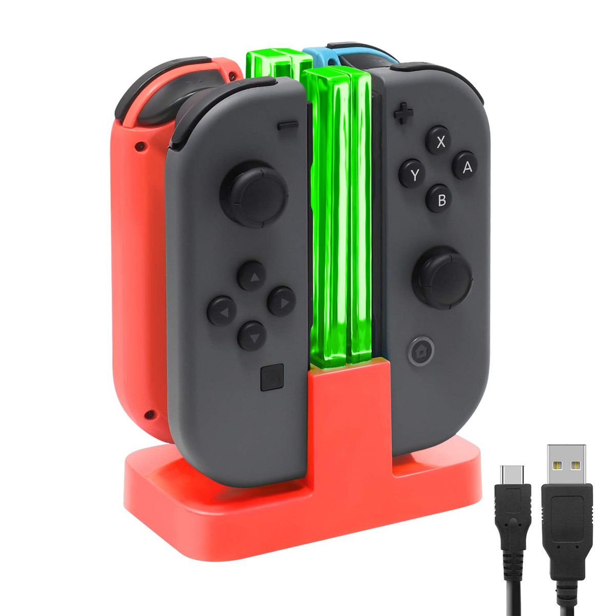 FastSnail Charging Dock Compatible with Nintendo Switch for Joy Con & OLED Model Controller with Lamppost LED Indication  Charger Stand Station Compatible with Joy Cons with Charging Cable (Red)