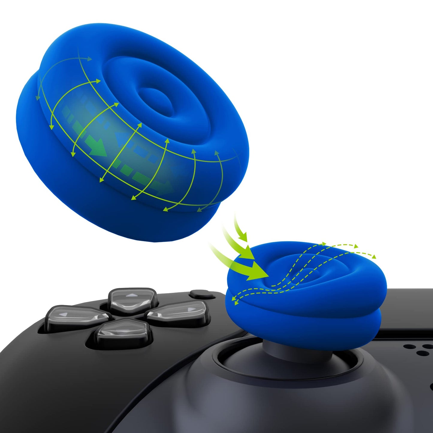 PlayVital Thumbs Cushion Caps Thumb Grips for ps5  for ps4  Thumbstick Grip Cover for Xbox Series X/S  Thumb Grip Caps for Xbox One  Elite Series 2  for Switch Pro Controller - Blue