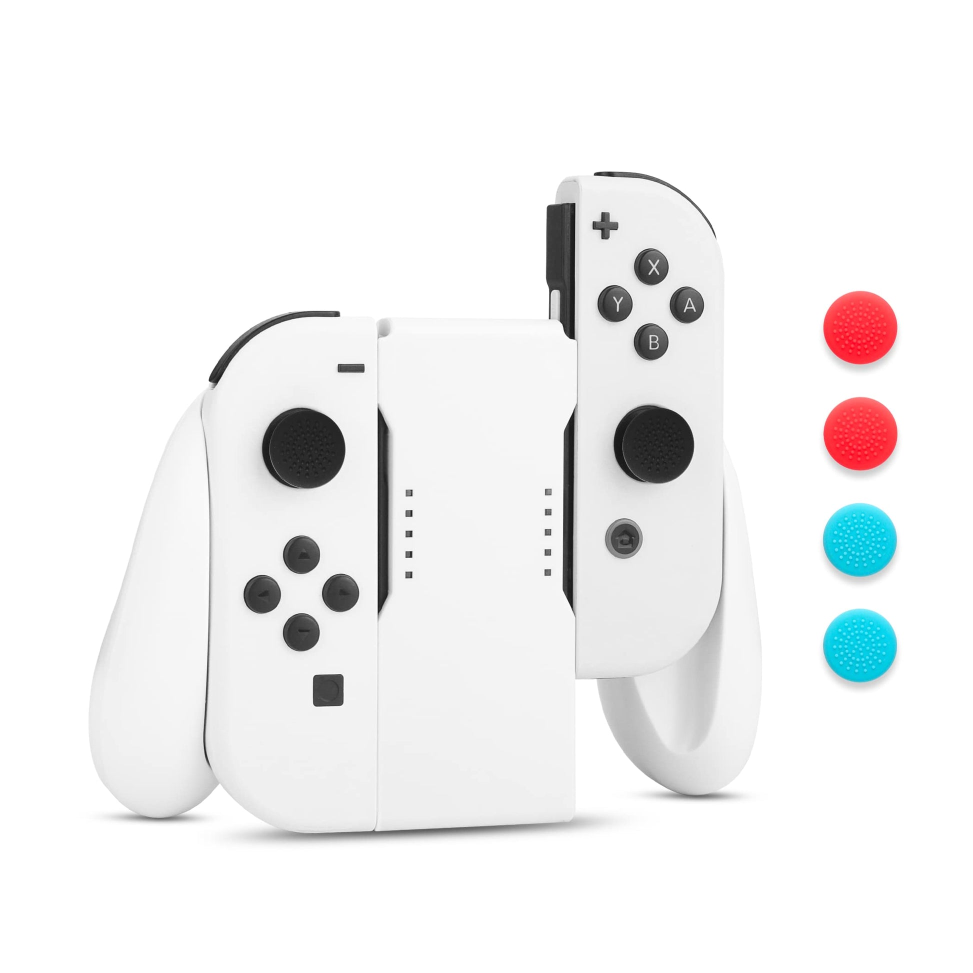 FUNDIARY Comfort Charging Grip for Nintendo Switch & OLED Joycon - Black, Includes LED Indicator, Charging Cable & 6 Thumb Caps