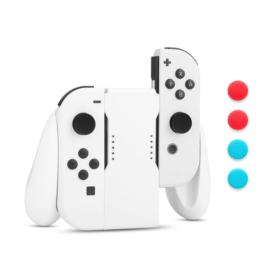 FUNDIARY Comfort Charging Grip for Nintendo Switch & OLED Joycon - Black, Includes LED Indicator, Charging Cable & 6 Thumb Caps