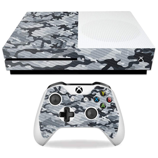 MightySkins Carbon Fiber Skin for Microsoft Xbox One S - Gray Camouflage | Protective  Durable Textured Carbon Fiber Finish | Easy to Apply  Remove  and Change Styles | Made in The USA