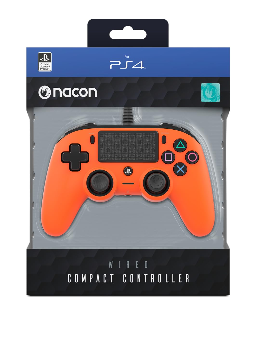 Nacon Wired Compact Controller for PS4 - Official Licensed Product, Orange Color, Model PS4OFCPADORANGE