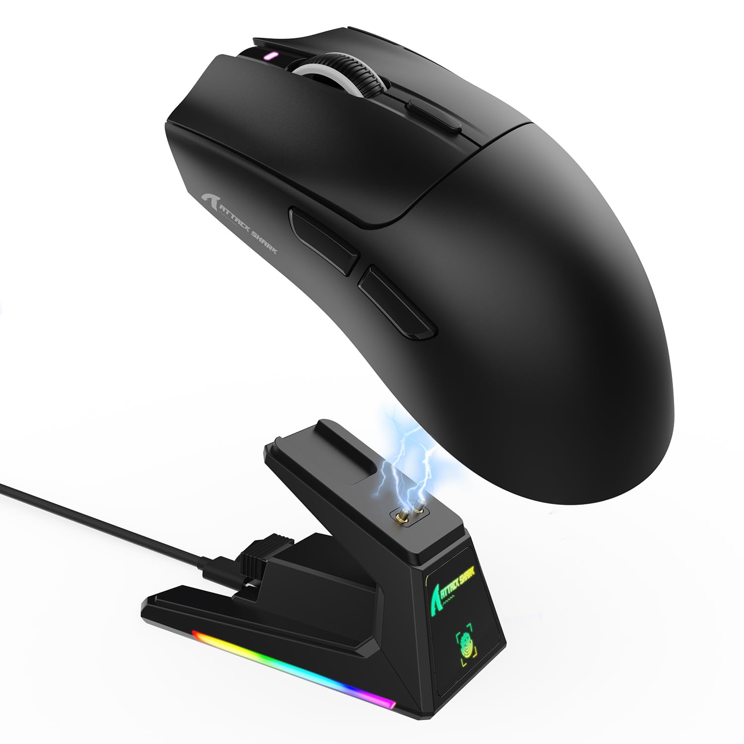 ATTACK SHARK X1 Ultralight Wireless Gaming Mouse - 40000DPI, RGB Charging Dock, Optical Switch, Black
