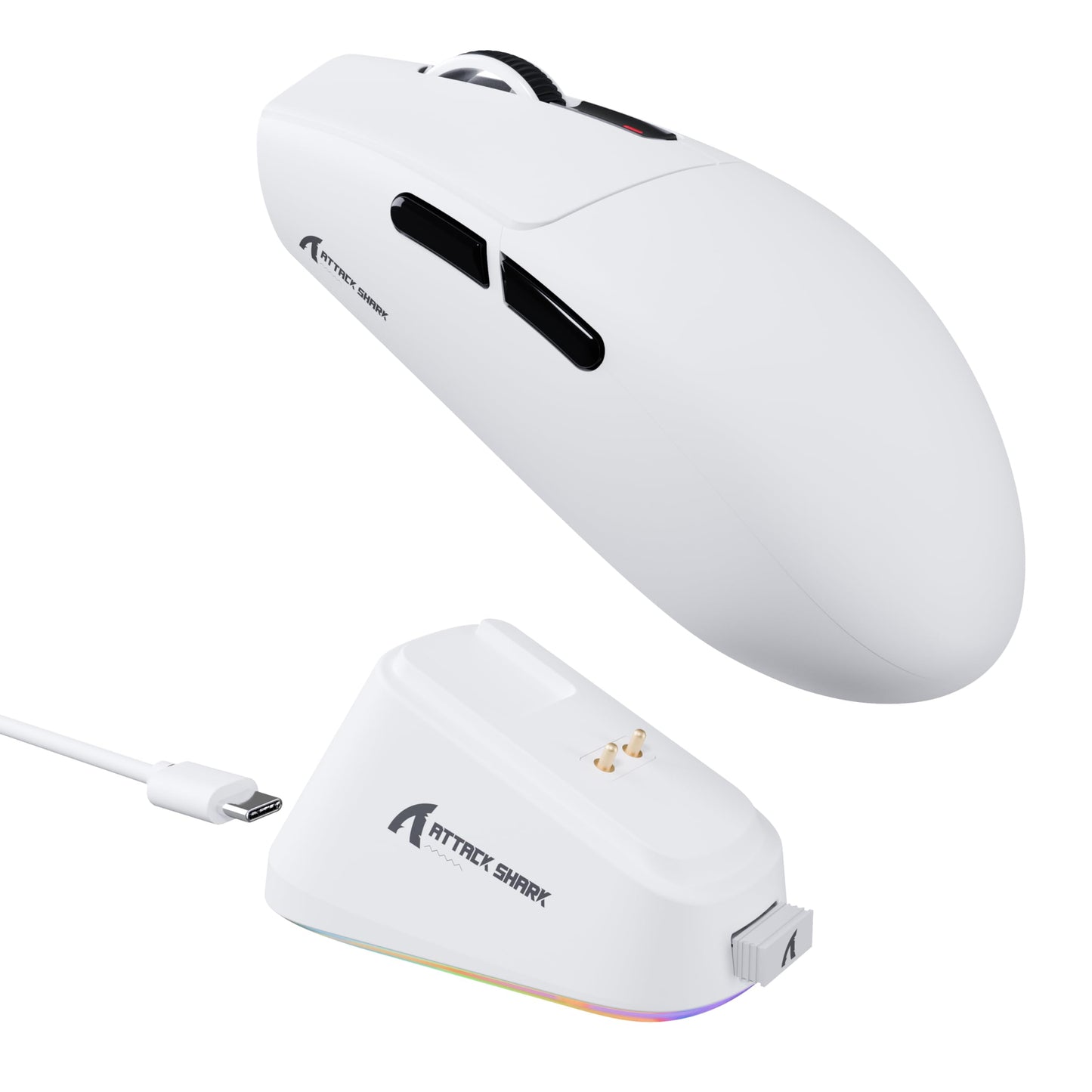 ATTACK SHARK G3 Pro Wireless Gaming Mouse with Magnetic Charging Dock PixArt PAW3311 Gaming Sensor BT/2.4G Wireless/Wired Gaming Mouse 25000 DPI 59g Superlight Gamer Mice for PC/Win/PS/Mac(White)