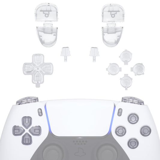 eXtremeRate Replacement D-pad R1 L1 R2 L2 Triggers Share Options Face Buttons  Clear Full Set Buttons Compatible with ps5 Controller BDM-030 BDM-040 BDM-050 - Controller NOT Included