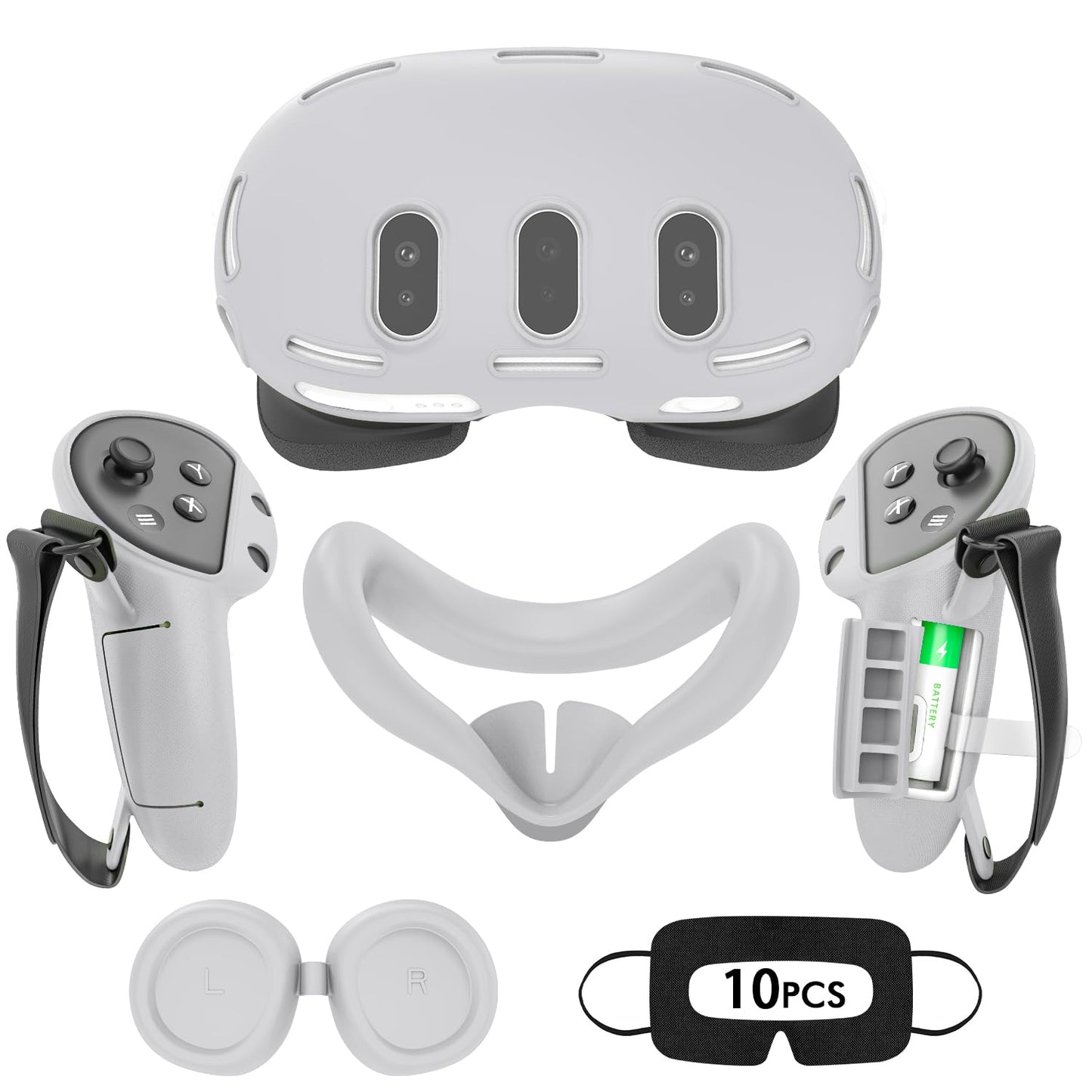 Rechale Silicone Cover Set for Meta Quest 3  Upgraded Design Full Protection for Quest 3  4 in 1 VR Accessories Protective Cover for Oculus Quest 3  Ideal Present for Birthday and Christmas (Grey)