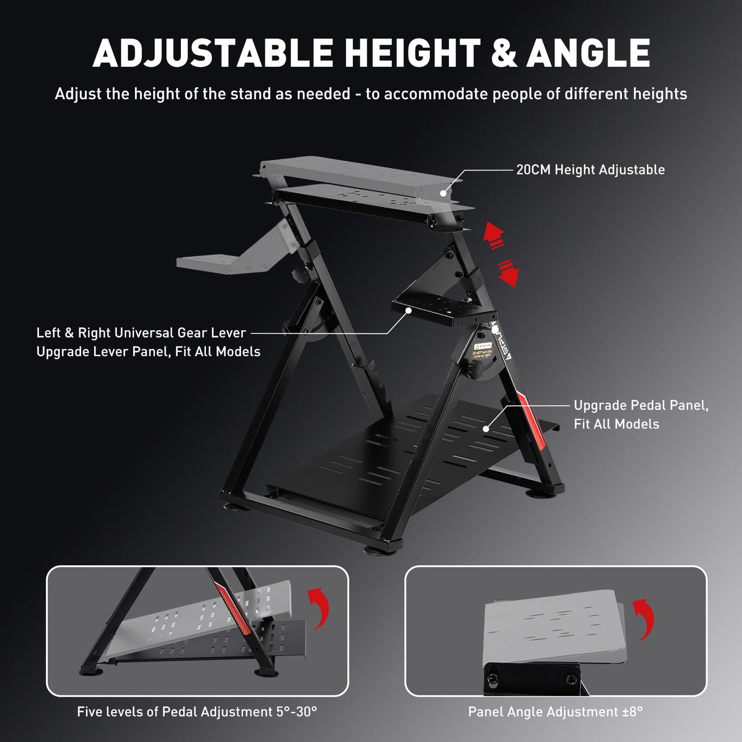 GTPLAYER Sim Racing Wheel Stand Cockpit for Logitech G25/G27/G29/G920/G923, Black, PRO Edition