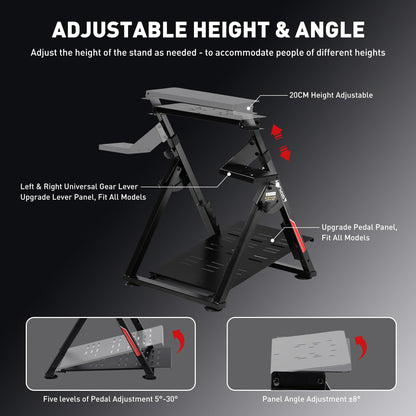 GTPLAYER Sim Racing Wheel Stand Cockpit for Logitech G25/G27/G29/G920/G923, Black, PRO Edition