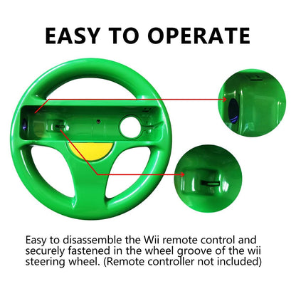 DOYO Steering Wheel for Nintendo Wii & Wii U - 2 Pack Racing Wheels (Red+Green)