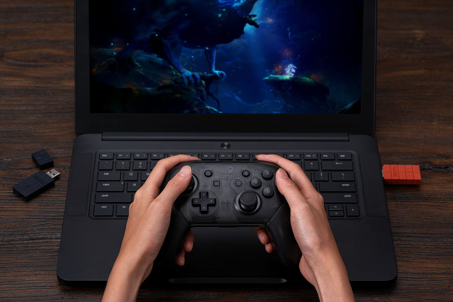 8Bitdo USB Wireless Adapter for Switch, Windows & Mac - Brown - Compatible with Xbox, PS5, PS4 Controllers