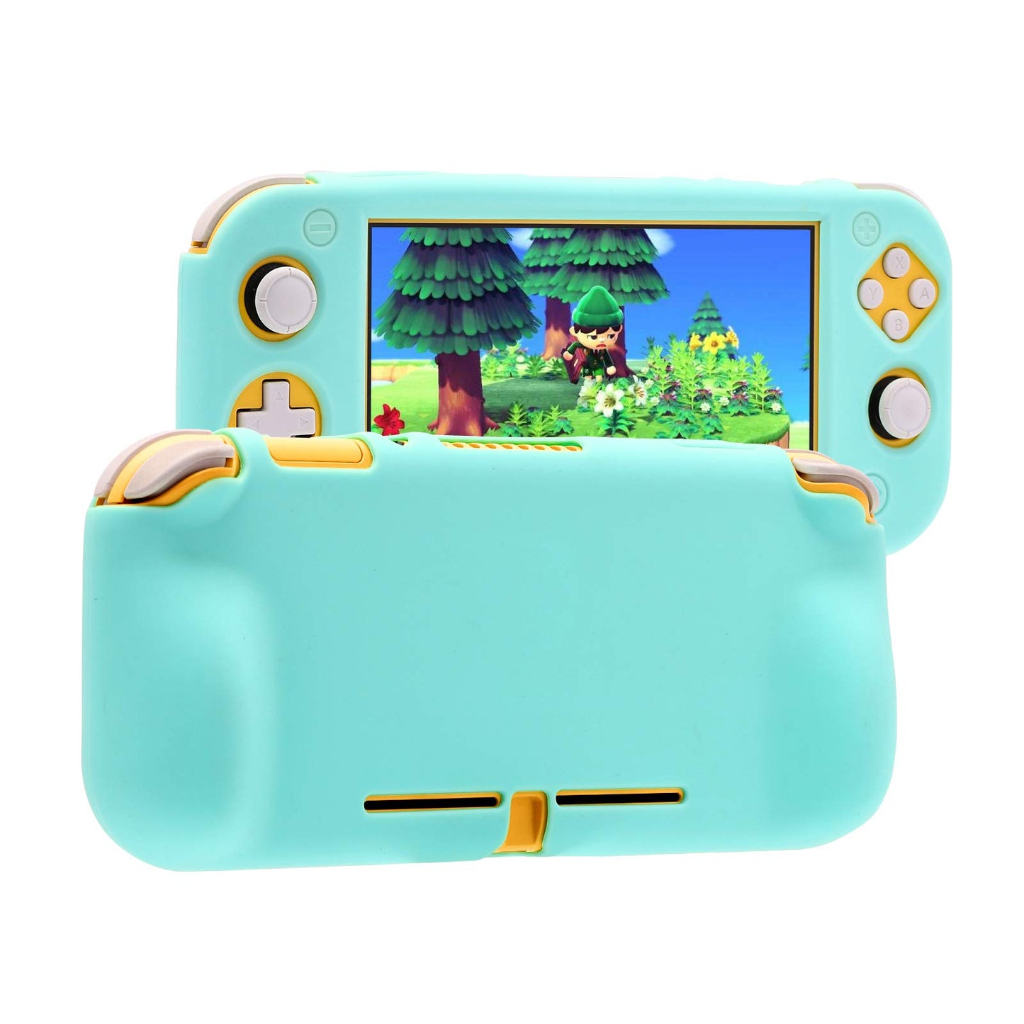 HEATFUN Silicone Case for Nintendo Switch Lite with Screen Protector, 6 Thumb Grips - Animal Crossing Blue