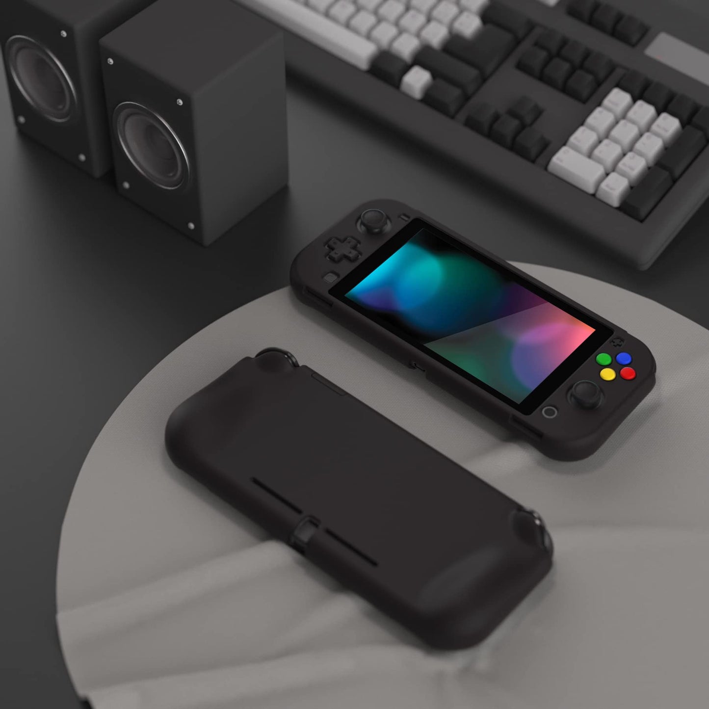 PlayVital Protective Case for Nintendo Switch Lite - Hard Shell, Ergonomic Grip, Screen Protector, Black