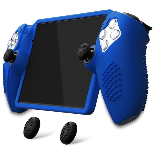 PlayVital Design for PS Portal Silicone Protective Case with Thumb Grips - Enhanced Grip Comfort | Anti-Slip 3D Studded Design | Full Protection Blue