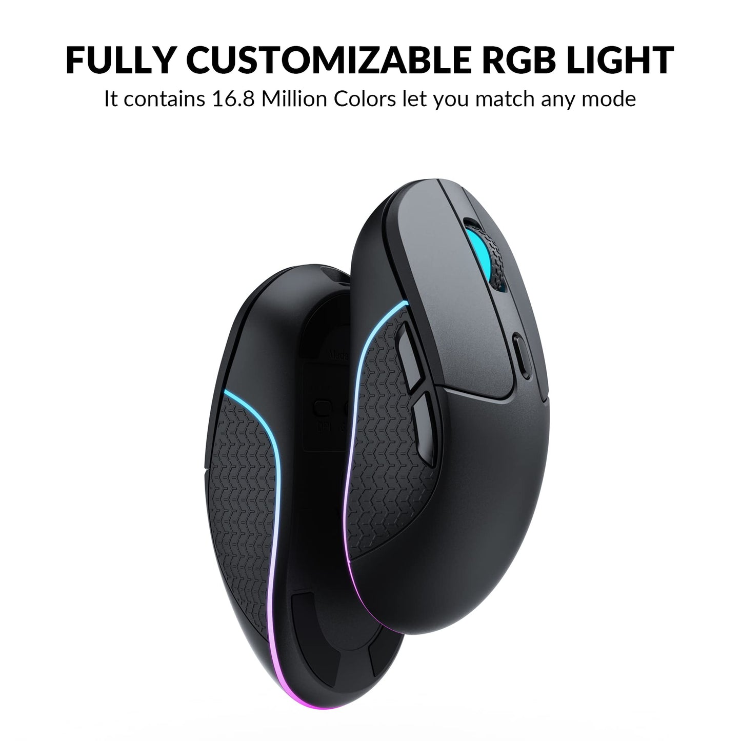 Keychron M3 Wireless Mouse - PAW3395 Sensor, 26,000 DPI, 2.4 GHz/Bluetooth 5.1, Ergonomic Design, Black