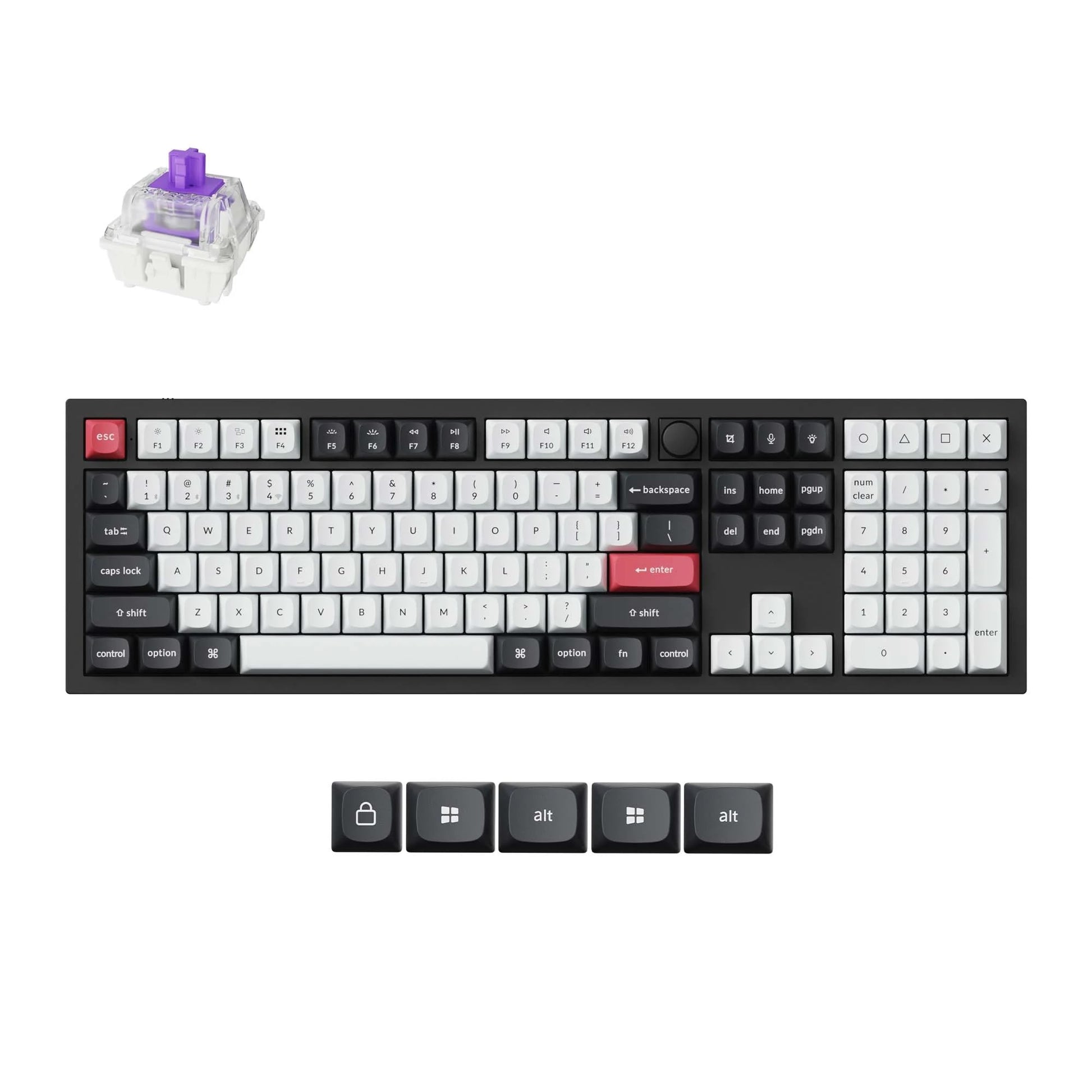 Keychron Q6 HE Wireless Custom Mechanical 100% Full Keyboard  2.4 GHz/Bluetooth/Wired QMK Rapid Trigger Hot-Swappable Programmable Gateron Double-Rail Magnetic Switches for Mac Windows  Carbon Black