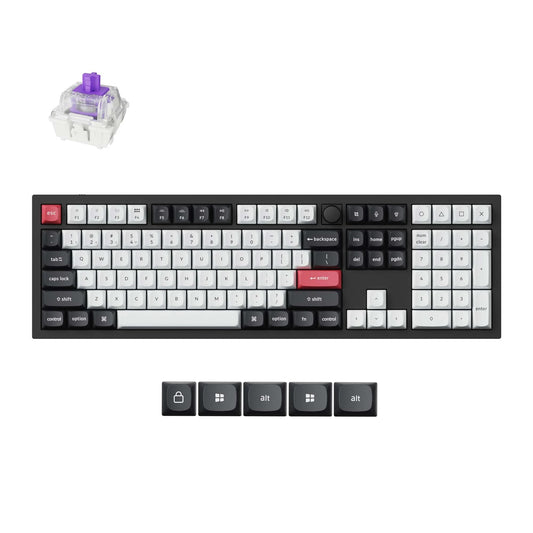 Keychron Q6 HE Wireless Custom Mechanical 100% Full Keyboard  2.4 GHz/Bluetooth/Wired QMK Rapid Trigger Hot-Swappable Programmable Gateron Double-Rail Magnetic Switches for Mac Windows  Carbon Black