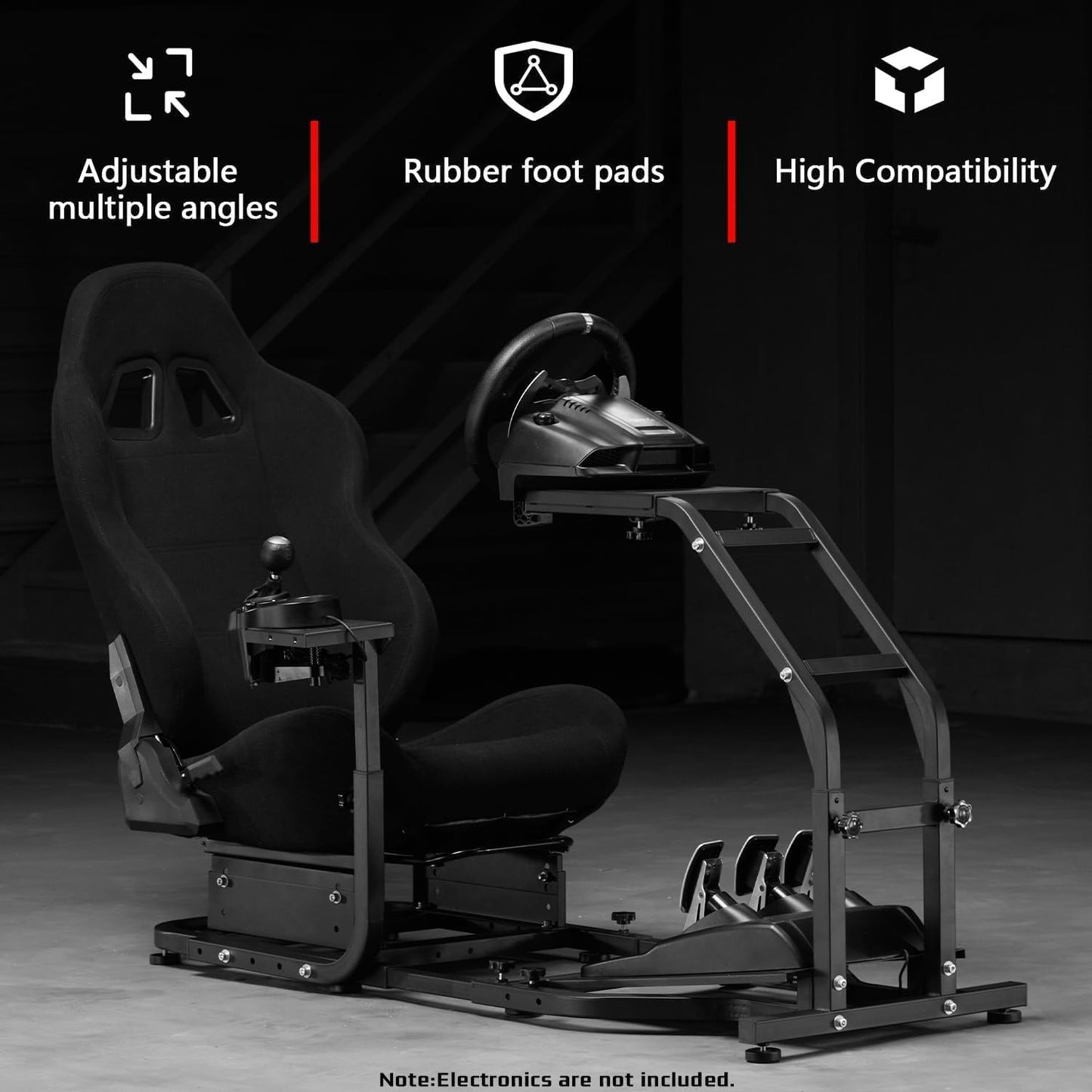 Dardoo G29 Racing Simulator Cockpit - Adjustable Race Seat, Fits Logitech G920/G923, Thrustmaster T150/T300RS, 48.5x24.7x41 in
