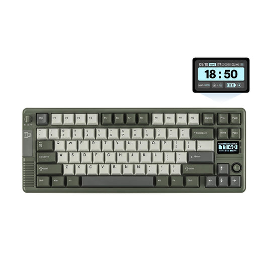 EPOMAKER RT85 Wireless Mechanical Keyboard with Joystick & DIY Screen  8000mAh  BT/USB/2.4Ghz  Gasket  5-Layer Paddings  Hot-Swap  PBT Keycap  75% Gaming Keyboard (Army Green  Crystal Switch)