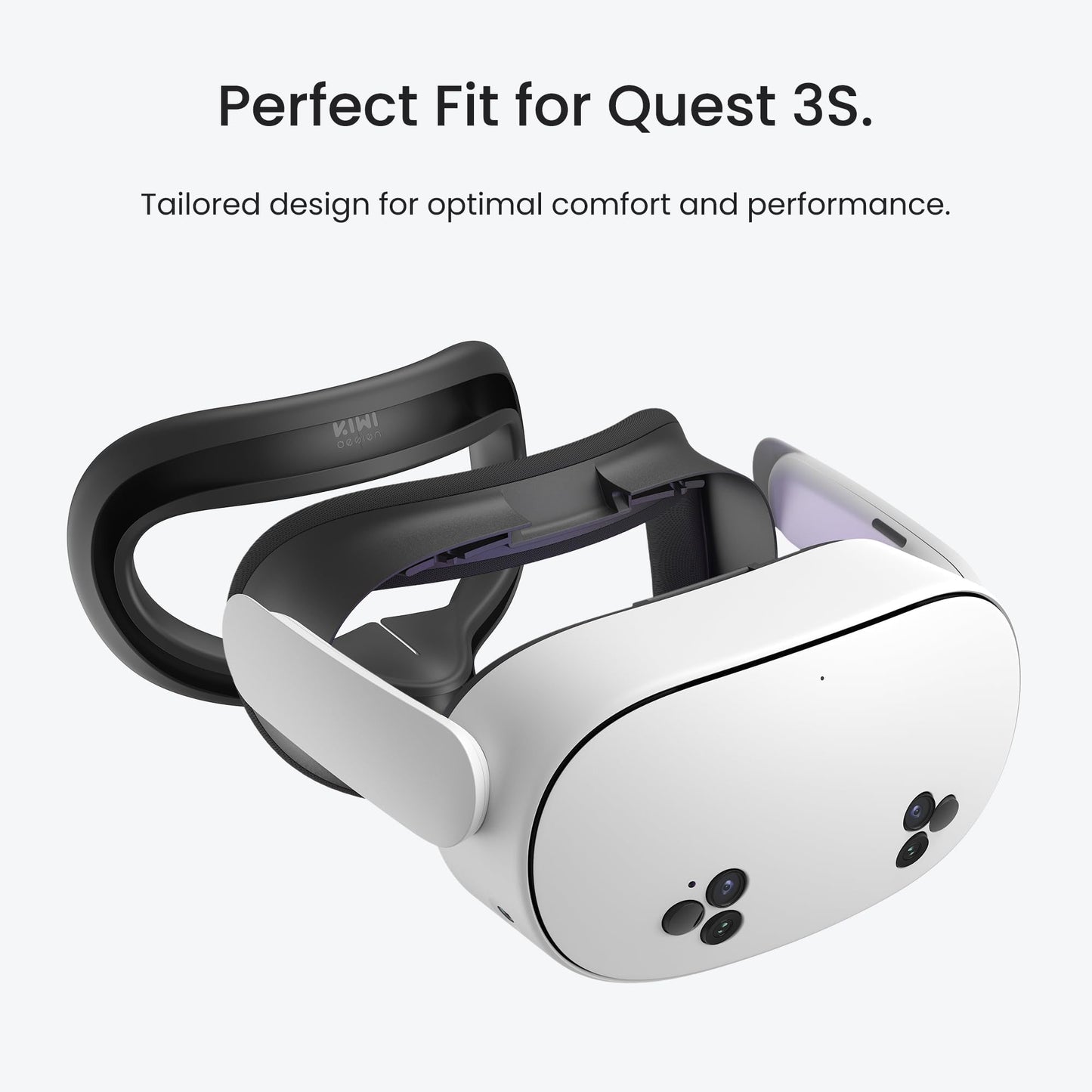 KIWI design F4 Silicone Facial Cover for Meta Quest 3S, Black, Model Q7-2P, Not Compatible with Quest 3