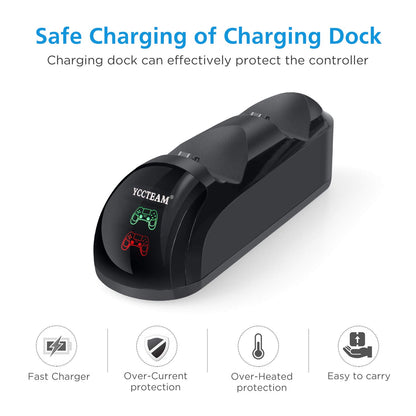 YAEYE PS4 Controller Charger Docking Station Stand - Fast Charging for PS4/PS4 Slim/PS4 Pro - Black