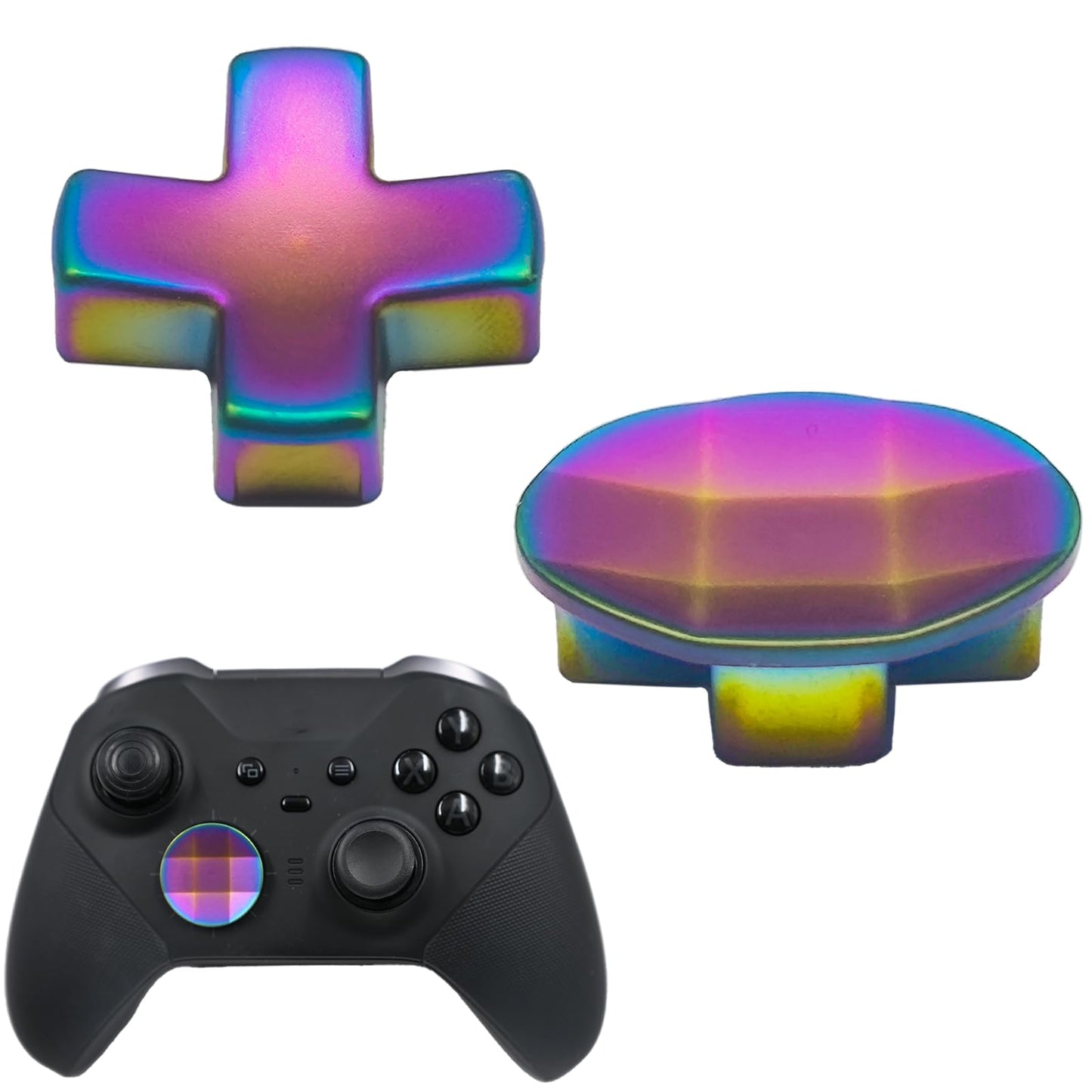 2 in 1 Metal D-Pads for Xbox One Elite Series 2 Elite Controller Metal D-Pads Directional Pad Button Kits Replacement Parts for Xbox Controller Series 2 Core/Elite Series 2 Controller(Rainbow) [video game]