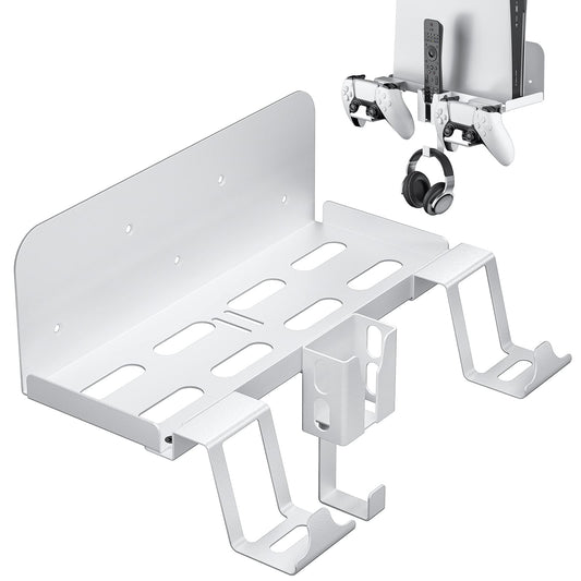 Allnice PS5 Wall Mount  5 IN 1 Playstation 5 Wall Mount (Disc and Digital Edition) Wall Bracket for Playstation 5 with Detachable Controller Holder & Headphone Hanger & Remote Control Bracket (White)