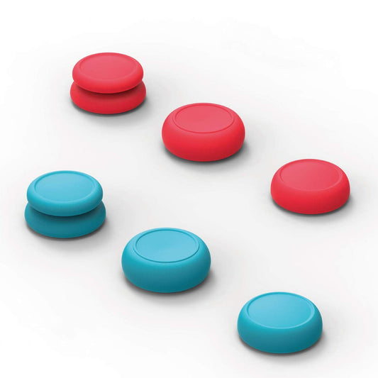 Skull & Co. Skin  CQC and FPS Thumb Grips Set Joystick Cap Analog Stick Cap for Nintendo Switch Joy-Con Controller - Neon Red+Blue  3 Pairs(6pcs)
