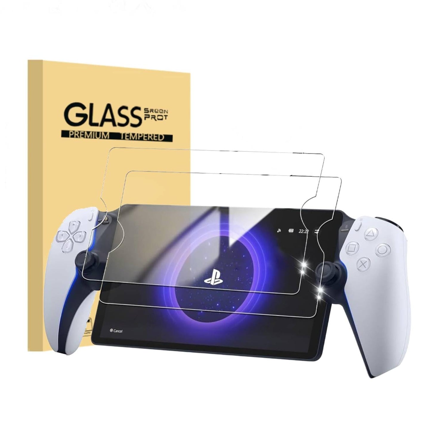 HCHNH Tempered Glass Screen Protector for PS5 Portal - 2 Pack, Military Grade, Transparent, Model XKOSIS