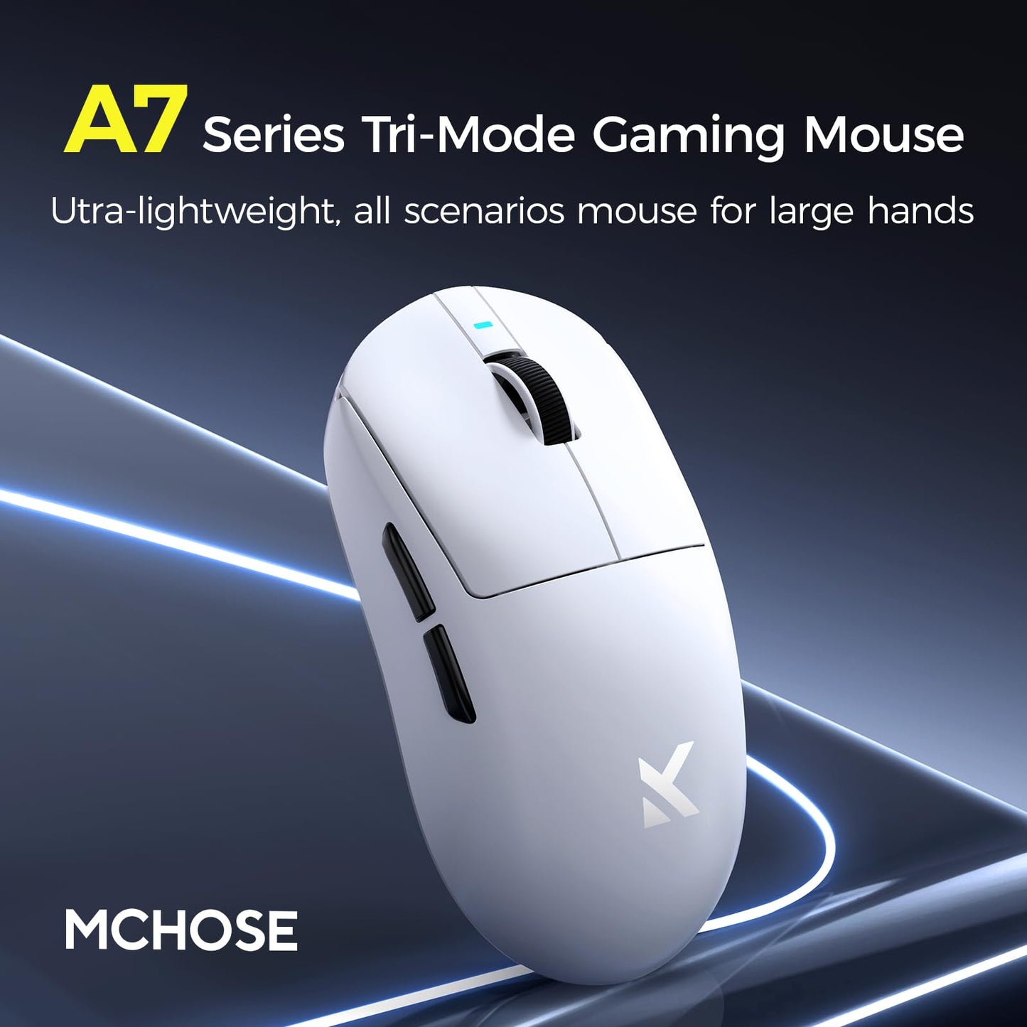 MCHOSE A7 Ultra Wireless Gaming Mouse - Tri-Mode, 42K DPI, 130 Hour Battery Life, 59g - Black