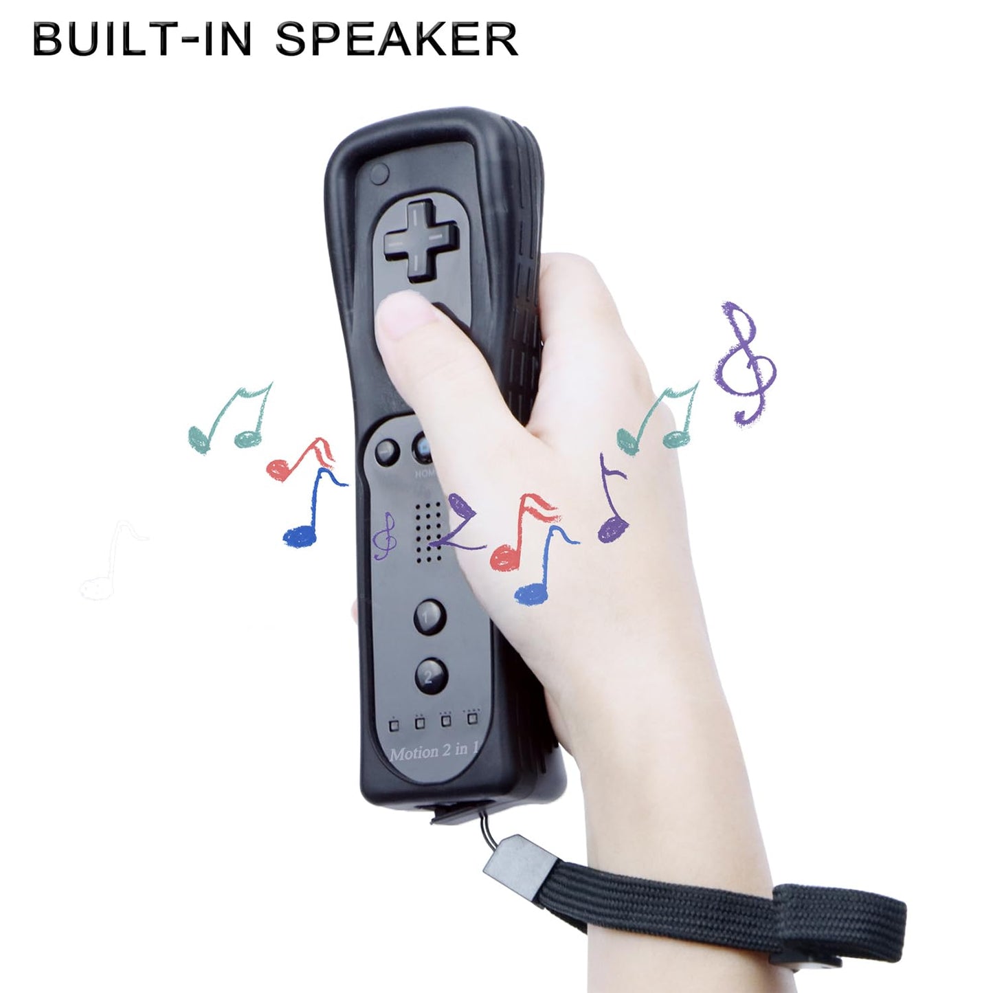 ECRABONE Wii Nunchuck Remote Controller 2 Pack with Motion Plus, Shock Function, Black & Blue