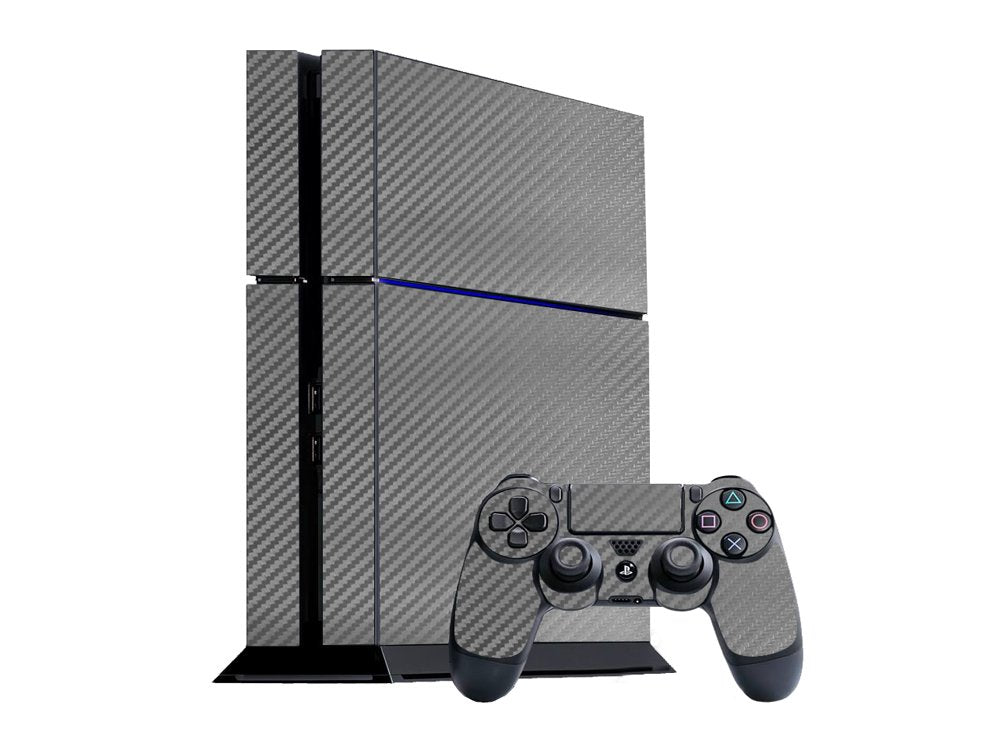 3D Carbon Fiber Silver - Air Release Vinyl Decal Mod Skin Kit by System Skins - Compatible with PlayStation 4 Console (PS4)
