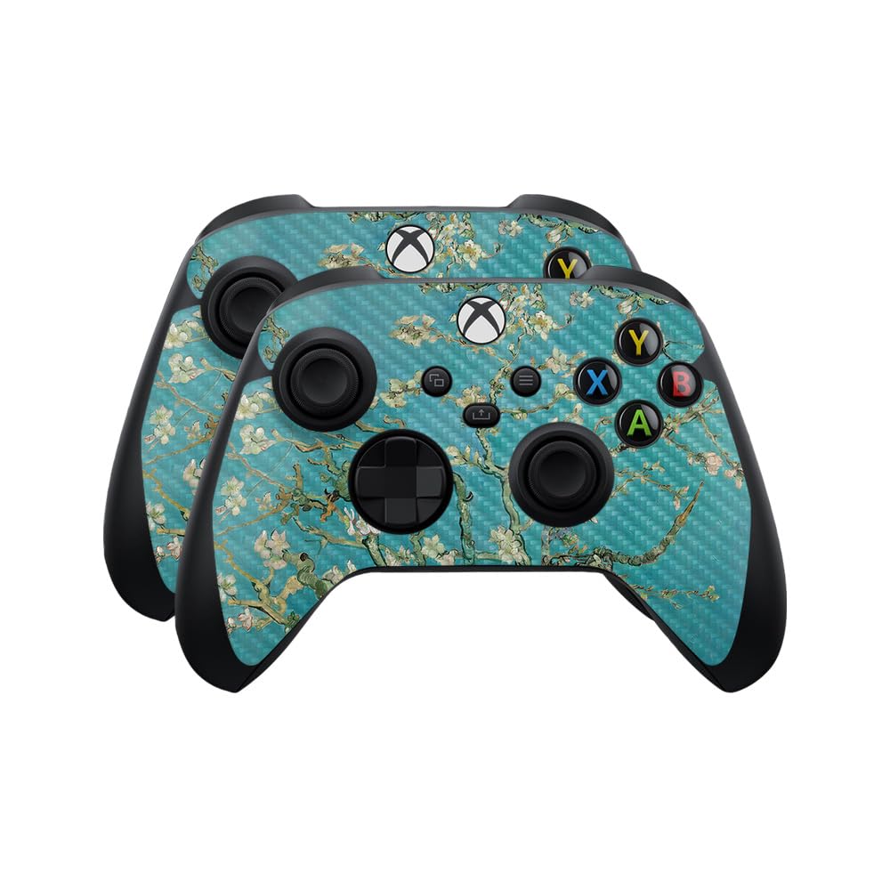 Carbon Fiber Skin Compatible with Microsoft Xbox Series X|S Controller (2 Pack) - Almond Blossom - Premium 3M Vinyl Protective Wrap Decal Cover - Easy to Apply | Crafted in The USA by MightySkins
