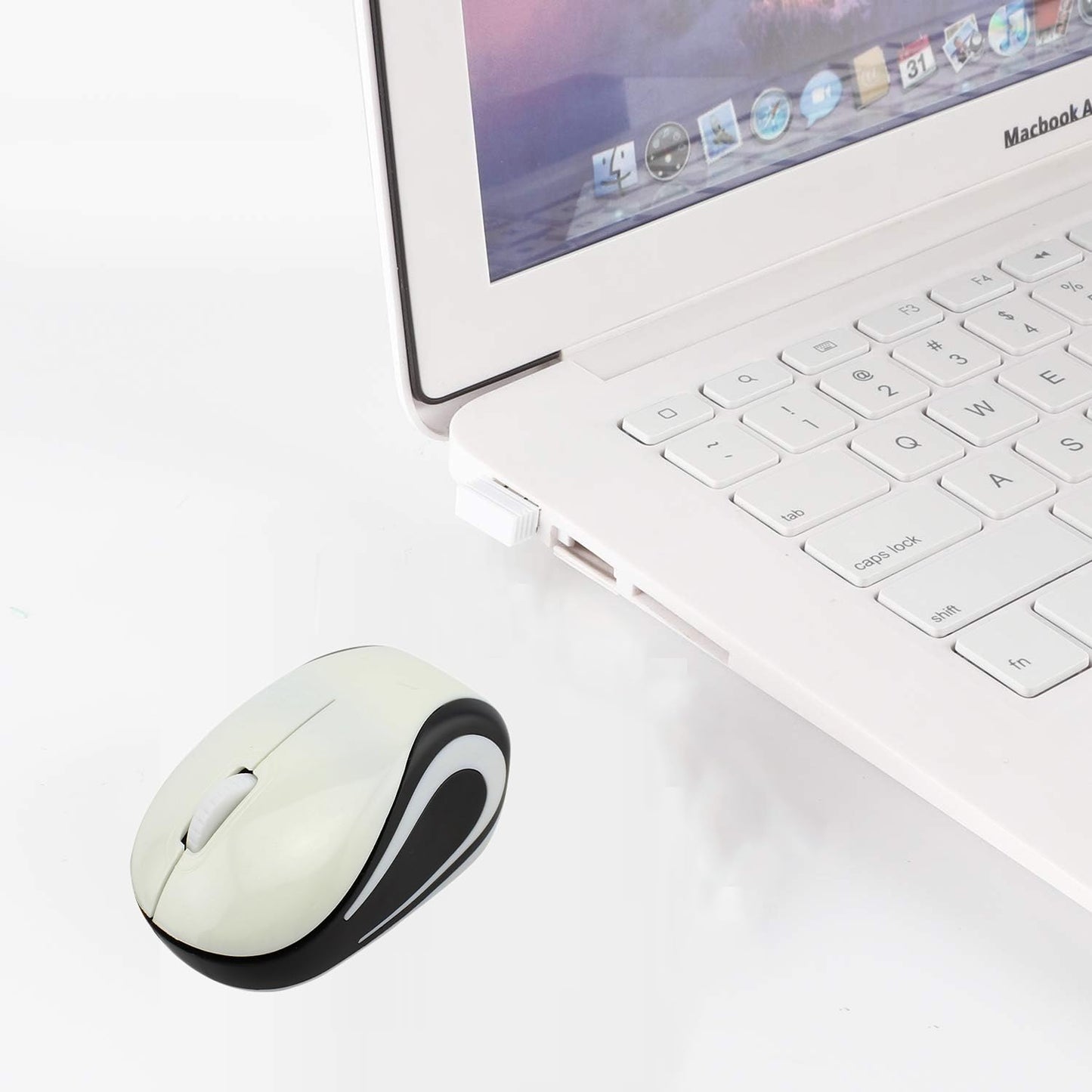 elec Space Mini Wireless Mouse for Kids - Portable Optical Design, White, Ideal for Ages 3-7, USB Receiver for Laptop and Computer