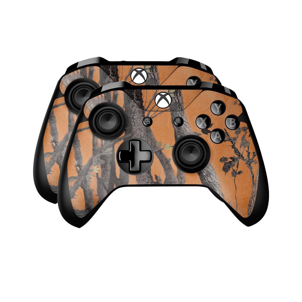 Glossy Glitter Skin Compatible with Microsoft Xbox One Controller (2 Pack) - Orange Camo - Premium 3M Vinyl Protective Wrap Decal Cover - Easy to Apply | Crafted in The USA by MightySkins
