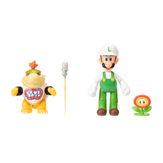 Super Mario 4" Action Figure 2-Pack: Fire Luigi & Bowser Jr. Model 411814