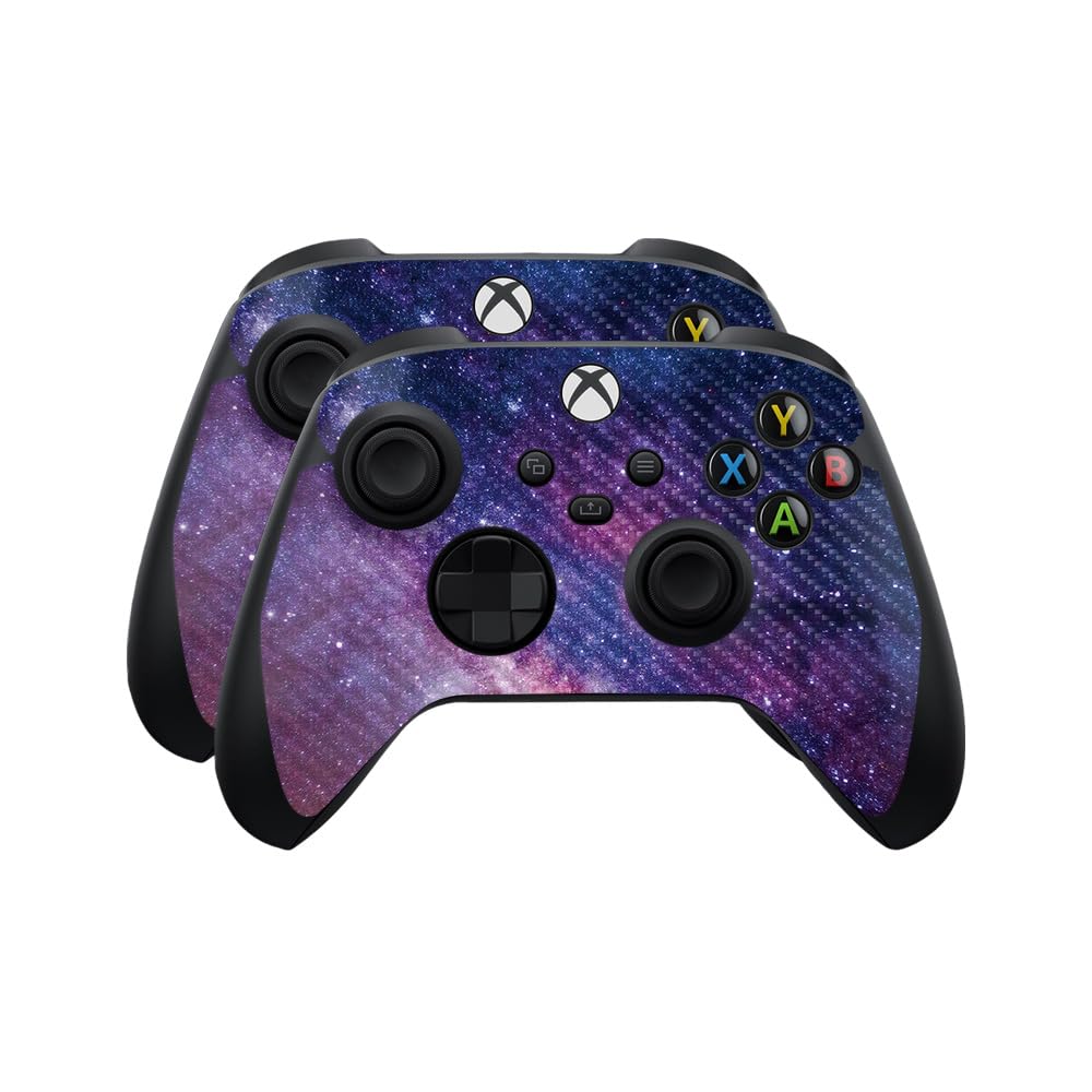 Carbon Fiber Skin Compatible with Microsoft Xbox Series X|S Controller (2 Pack) - Violet Stars - Premium 3M Vinyl Protective Wrap Decal Cover - Easy to Apply | Crafted in The USA by MightySkins