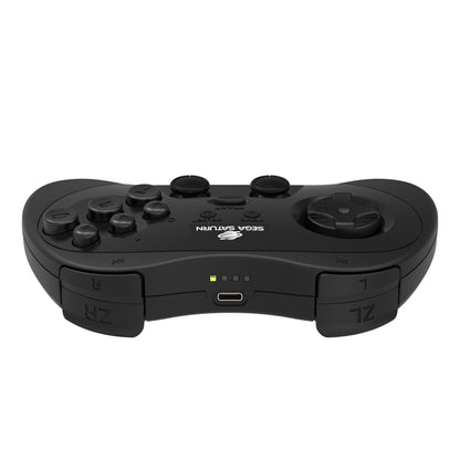 Retro-Bit SEGA Saturn Wireless Pro Controller - 2.4GHz, Black, for Sega Saturn, Genesis Mini, Switch, PC, Mac, Includes 2 Receivers