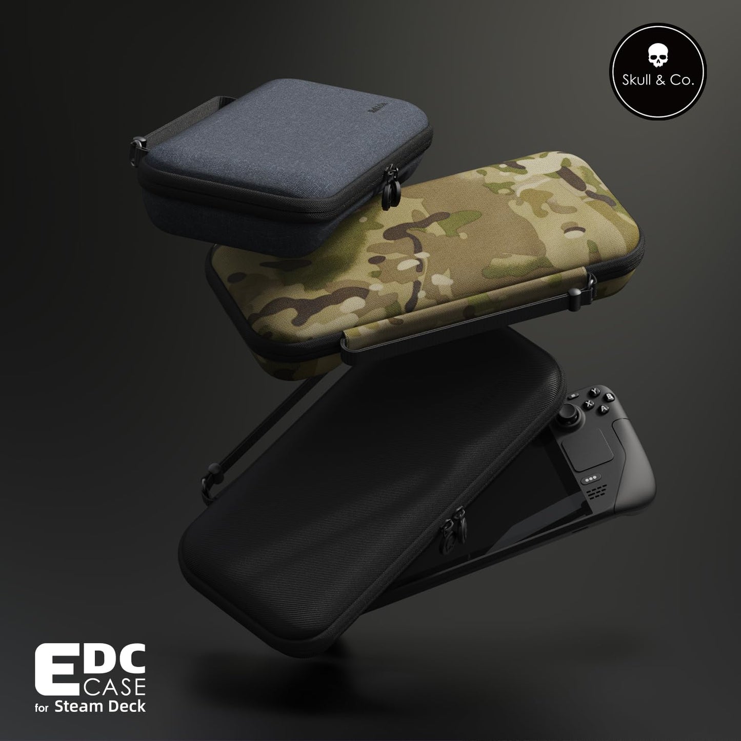 Skull & Co. GripCase Bundle for Steam Deck: Soft Protective Case with Textured Grips Full Protection and Stand, Non-Slip and Ant