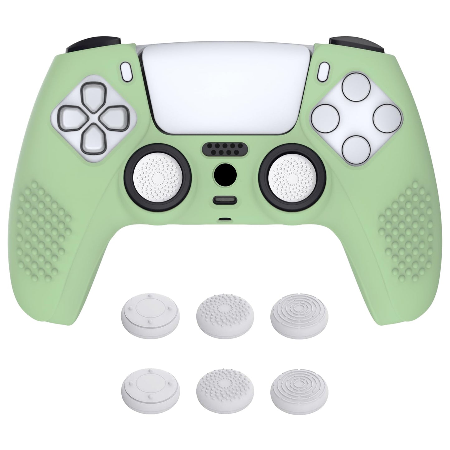 eXtremeRate PlayVital 3D Studded Edition Anti-Slip Silicone Cover Skin for ps5 Controller  Soft Rubber Case Protector for ps5 Wireless Controller with Thumb Grip Caps - Matcha Green
