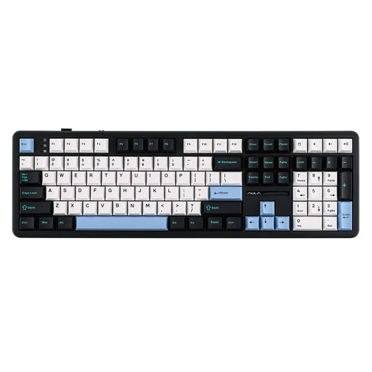 Ematerial nameAKER Aula F108 Wireless Gaming Keyboard  Full Size Mechanical Keyboard with 4000mAh Battery  108 Hot-Swappable and Programmable Keys  RGB Backlight  for Mac/PC/Android (Blue&White&Black)