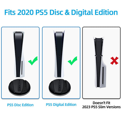 Mcbazel RGB Vertical Stand for PS5 - LED Base, USB Hub, Black, Model MT-050087 (Not for PS5 Slim/Pro)