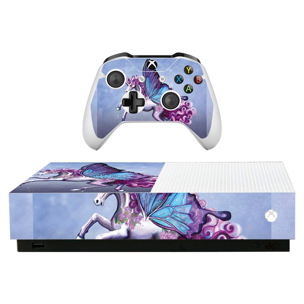 MightySkins Skin for Microsoft Xbox One S All-Digital Edition - Lilac Unicorn | Protective  Durable  and Unique Vinyl Decal wrap cover | Easy To Apply  Remove  and Change Styles | Made in the USA