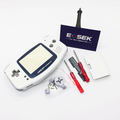 EXSEK GBA Housing Shell Replacement Pack - White Edition Compatible with Gameboy Advance, Model EXGBAWHT